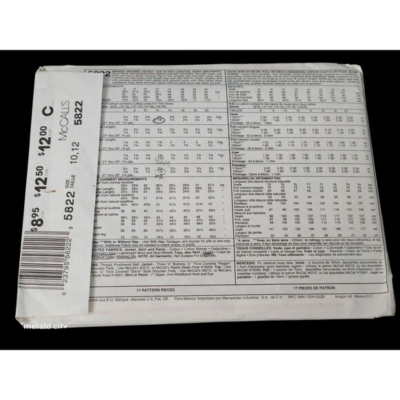 McCall's Non-Stop Wardrobe pattern 5822 Misses Jacket Top Skirt Sz 10-12 uncut - Picture 4 of 6